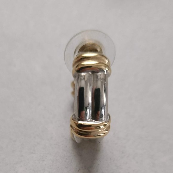 Gold & Silver Colored Thick Hoop Earrings - Picture 9 of 9